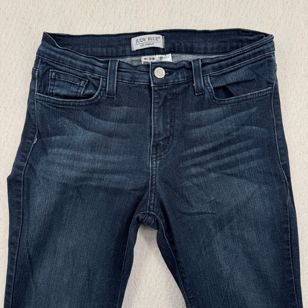 Judy Blue Mid-Rise Flare Jeans Womens 9/29 (28x30) Dark Wash Blue Retro Boho